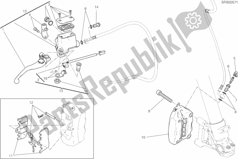 All parts for the Front Brake System of the Ducati Scrambler Desert Sled Thailand USA 803 2018